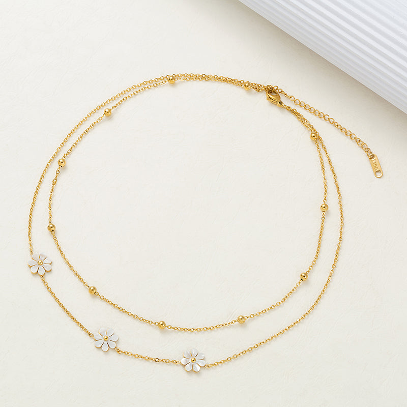 18K kullattu Sweet Plating Inlay Daisy Shell