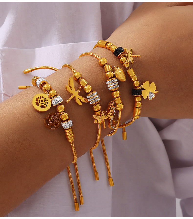 British Style 18K Gold Plated Rhinestones Bracelets