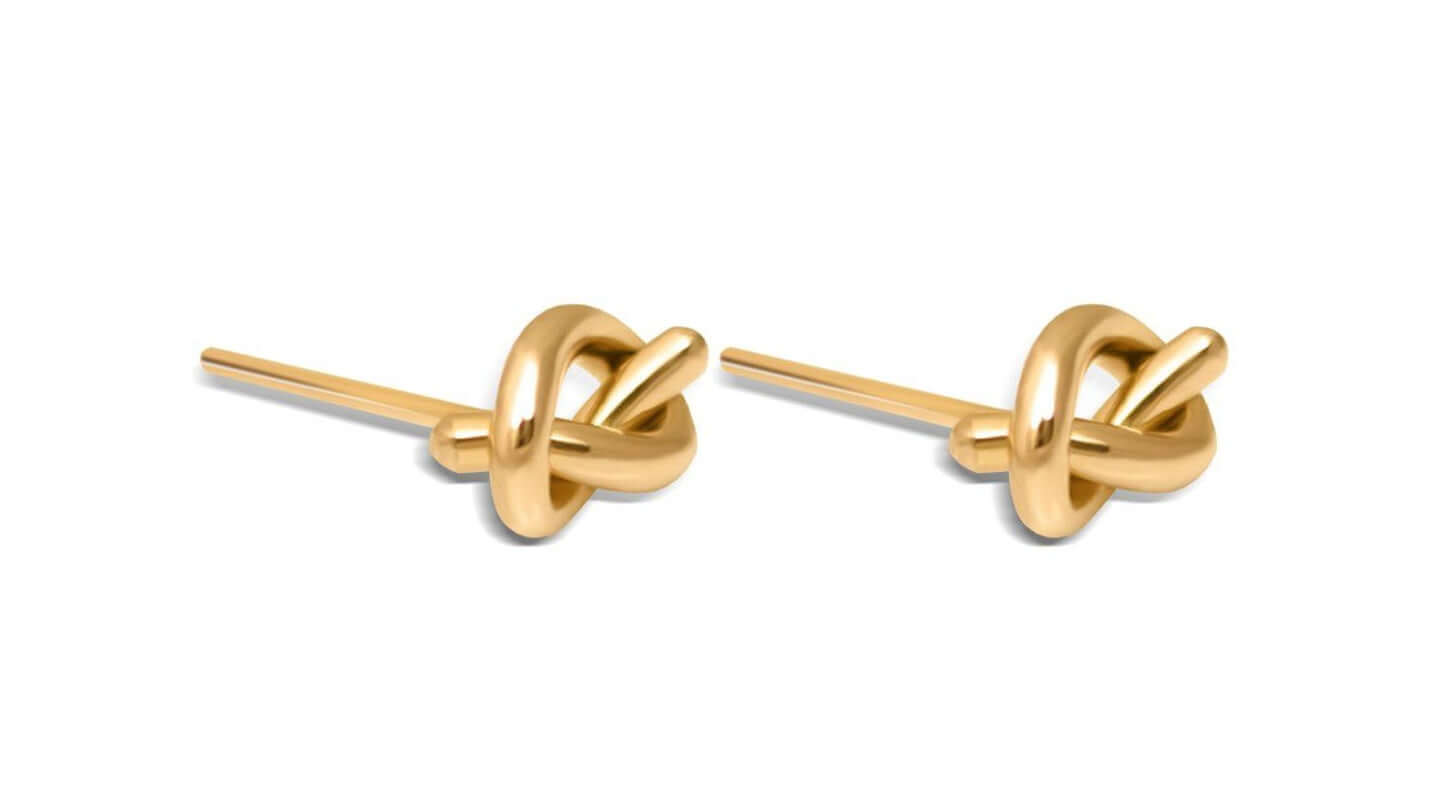1 pari 18K Fine Gold Style Classic Knot -korvakiinnikkeet 