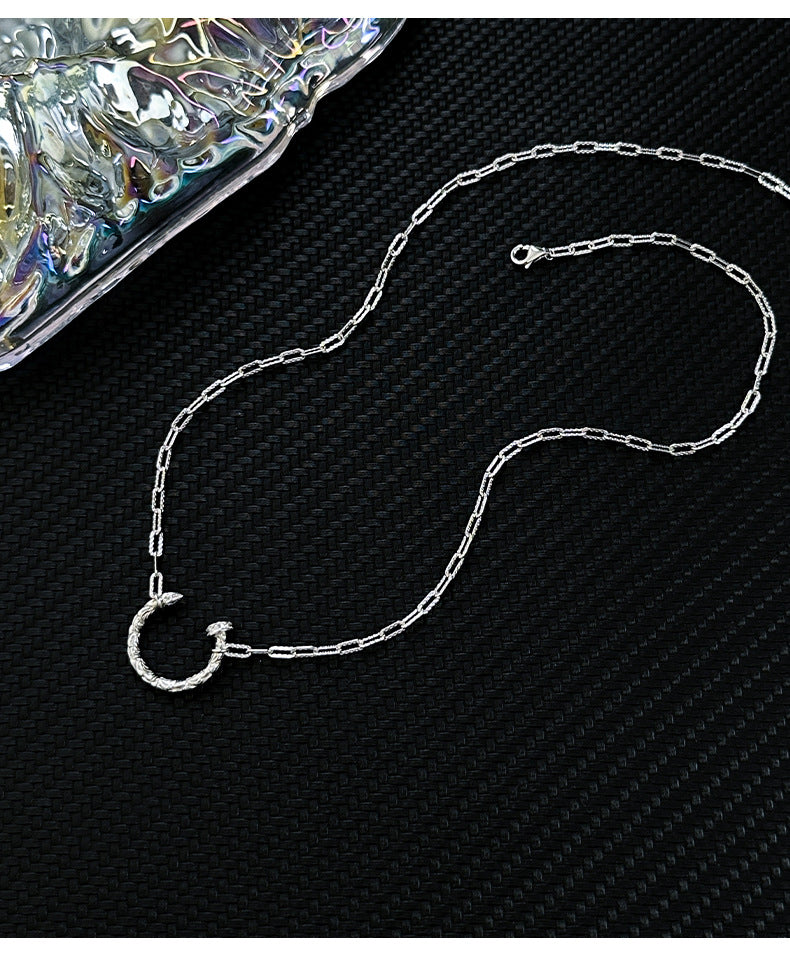 925 Sterling Silver U Shape Pendant Necklace