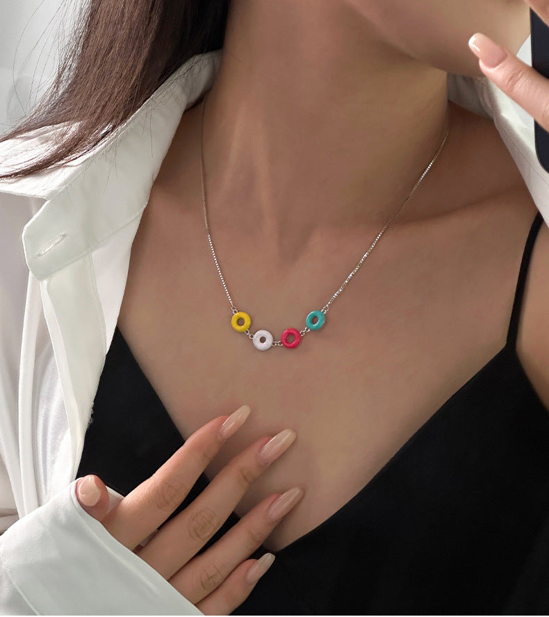 925 Sterling Silver Enamel Pendant Necklace