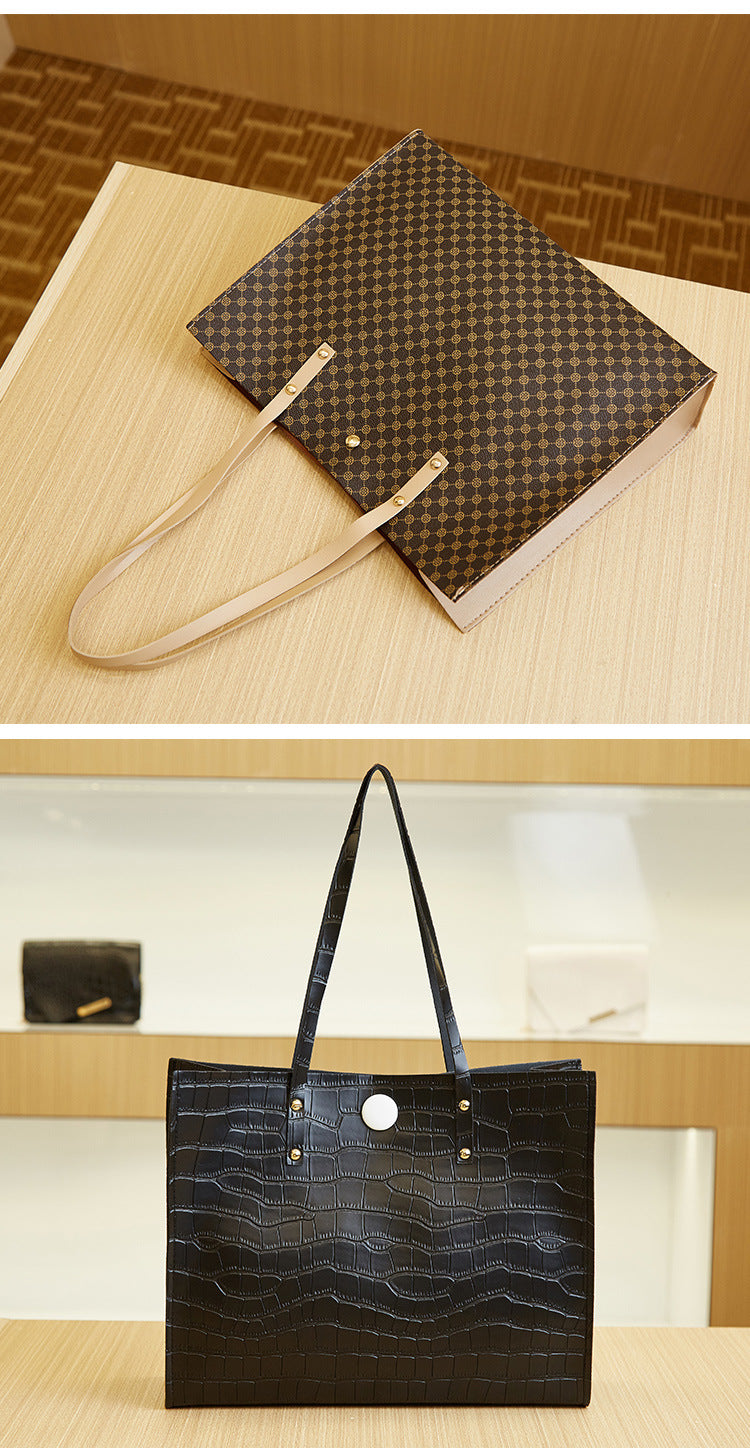 women's large pu leather fashion tote bag