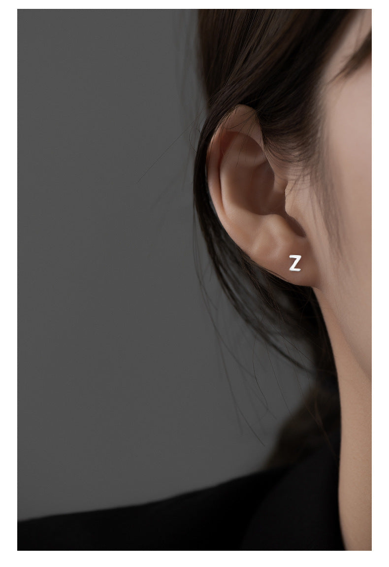 1 Piece 925 Sterling Silver Letter Ear Studs