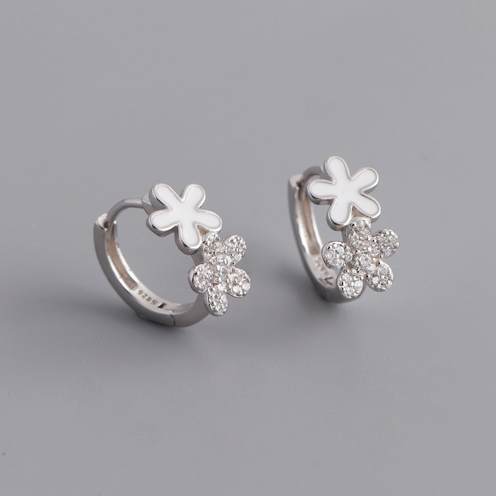 1 Pair 925 Sterling Silver Flower Earrings