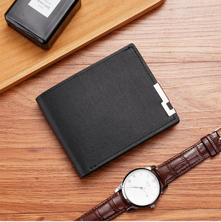 men's solid color pu leather open card holders