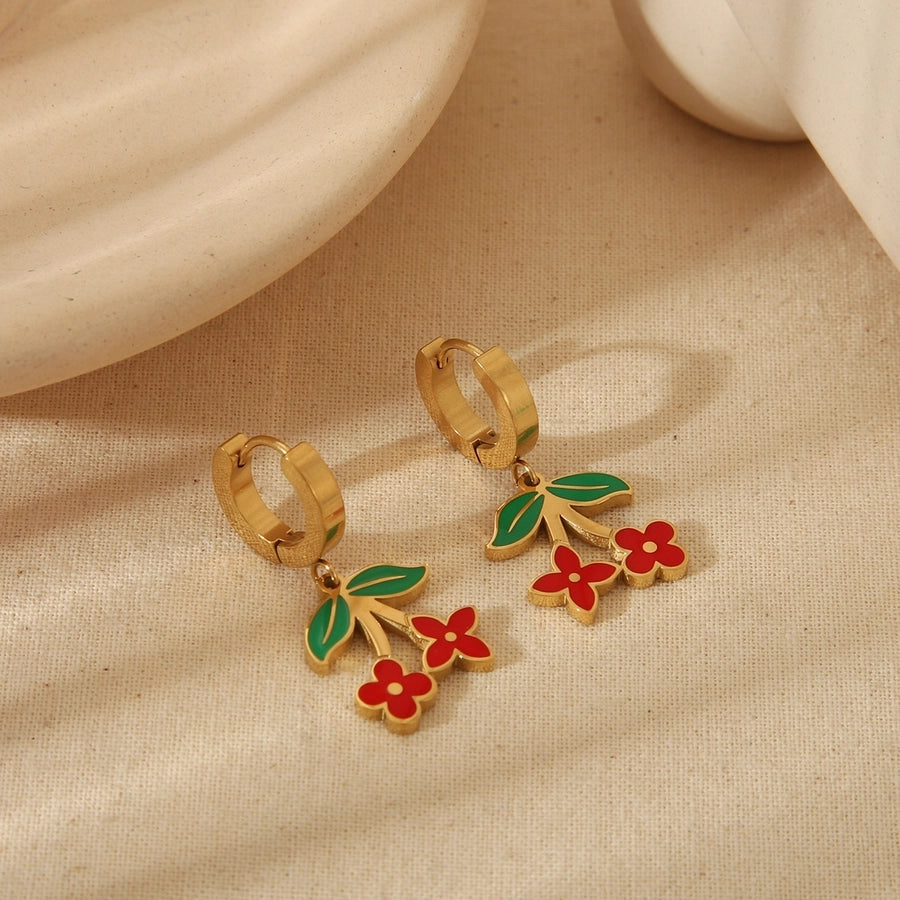 Sweet Cherry Strawberry 18K Gold Plated Epoxy Plating Bracelets Earrings Necklace
