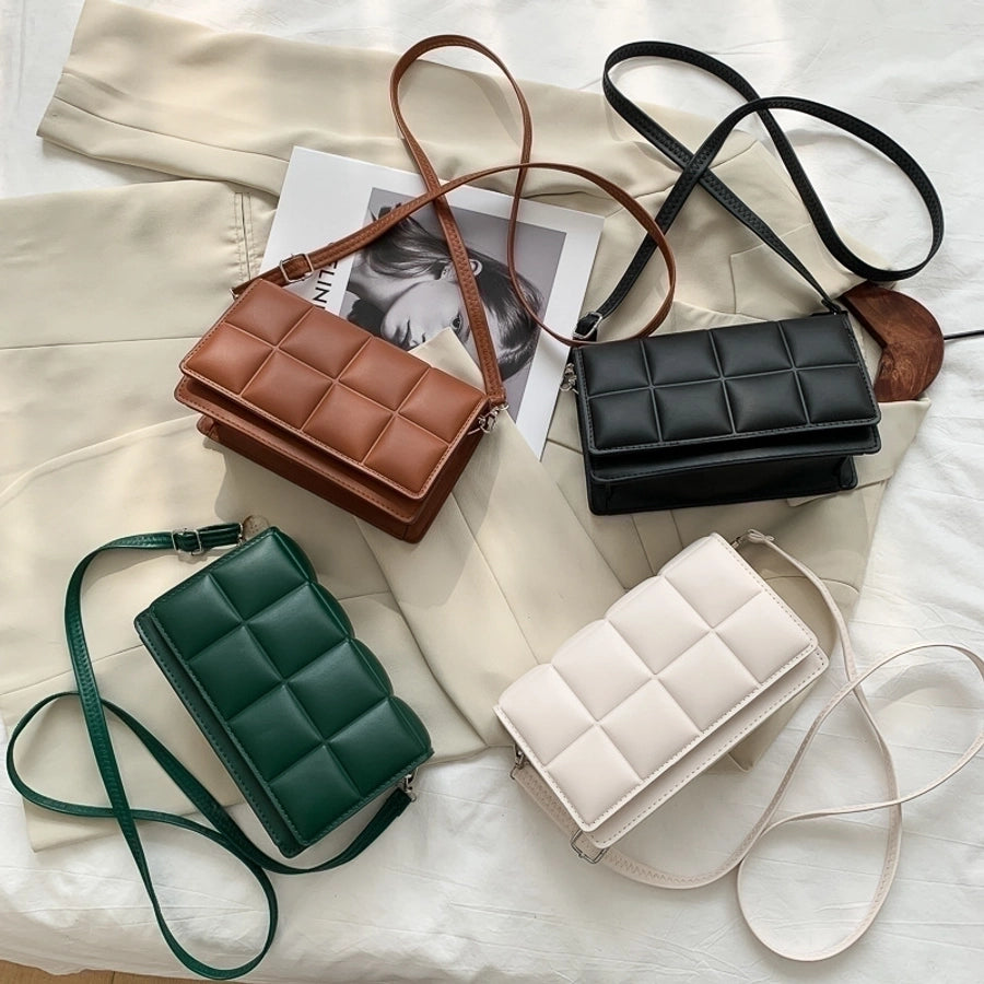 women's medium pu leather square flip cover crossbody bag