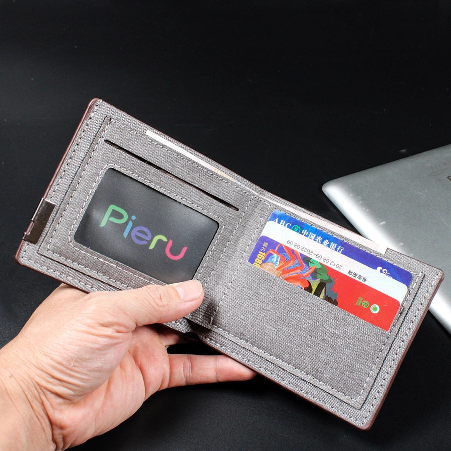 men's denim classic style square open small wallet