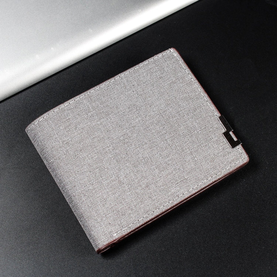 men's denim classic style square open small wallet