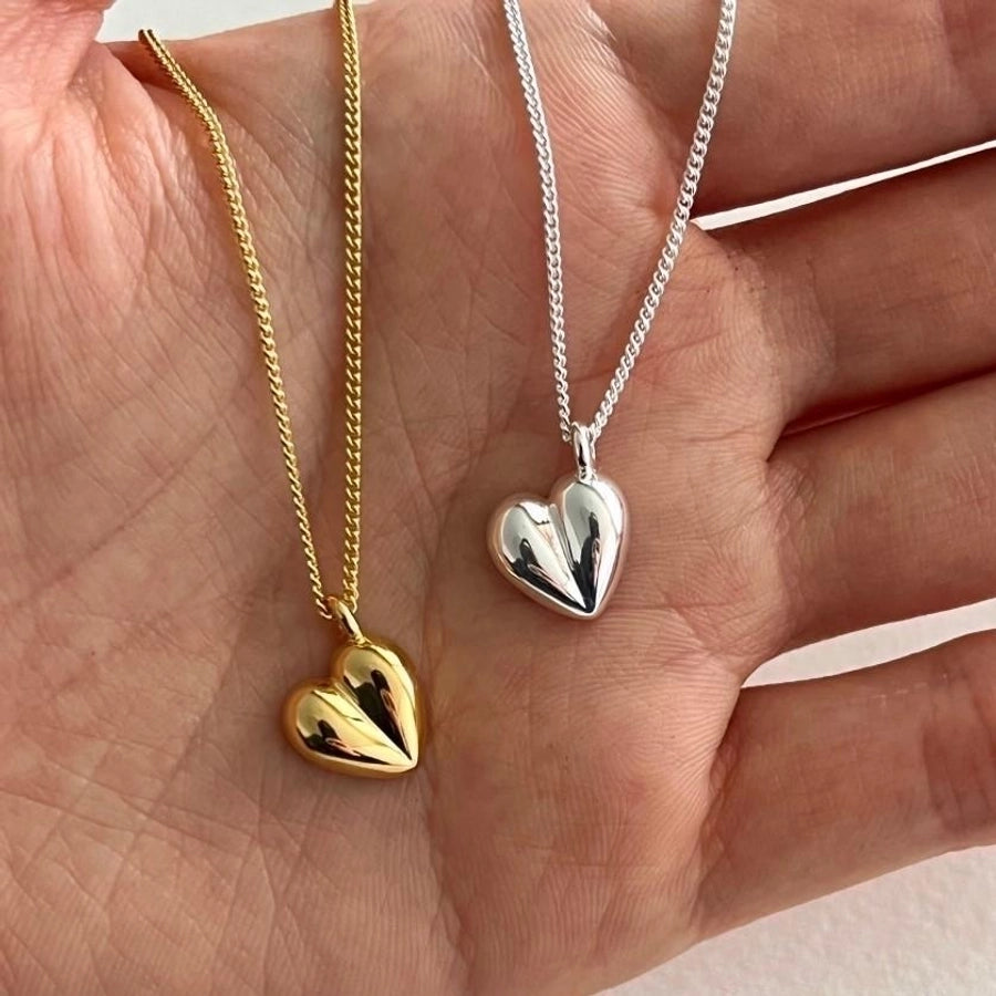 925 Sterling Silver wheat chain Heart Shape Pendant Necklace