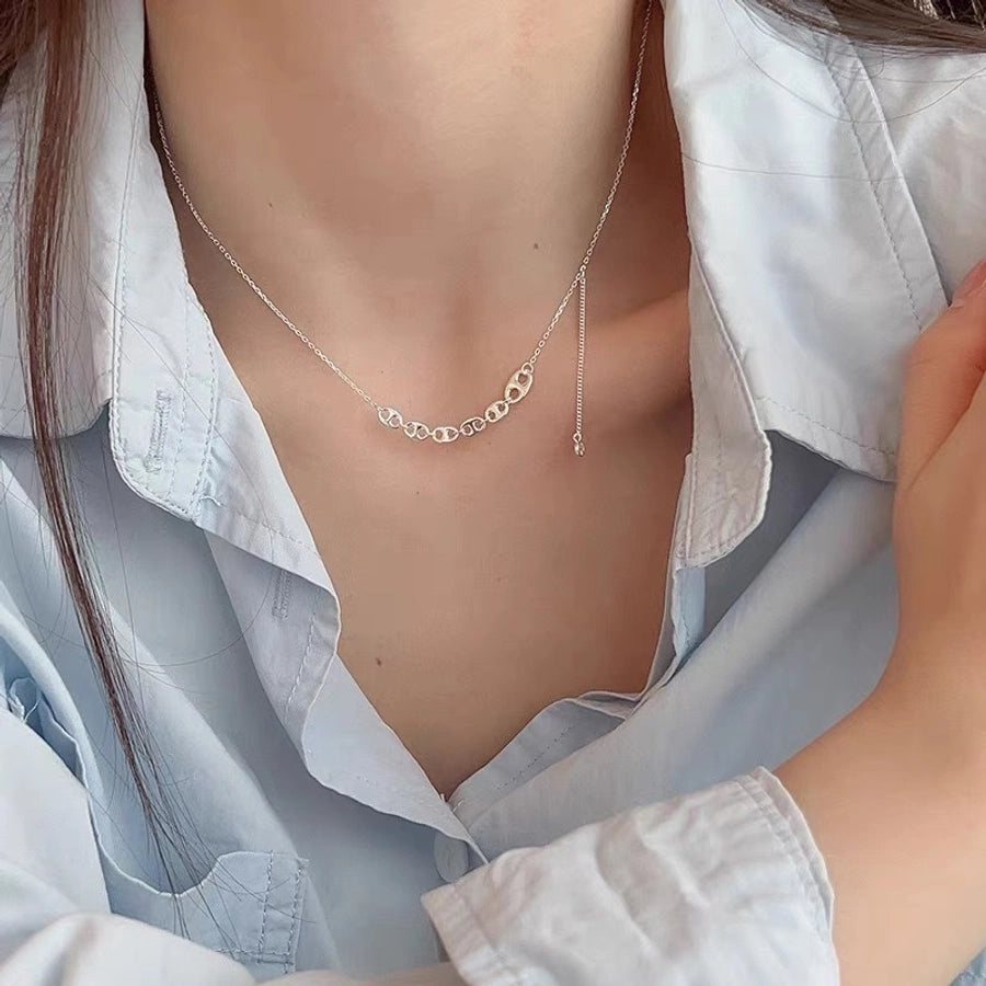 925 Sterling Silver Plating Geometric Necklace