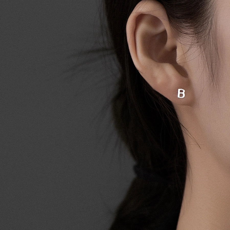 1 Piece 925 Sterling Silver Letter Ear Studs