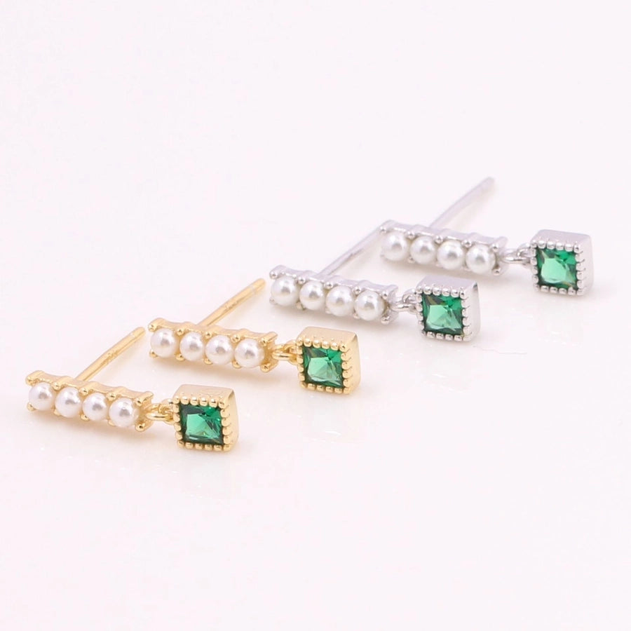 1 Pair 925 Sterling Silver Gem Drop Earrings