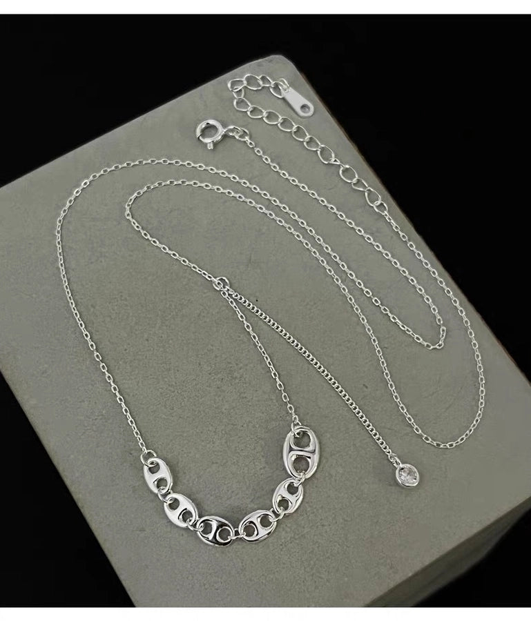 925 Sterling Silver Plating Geometric Necklace
