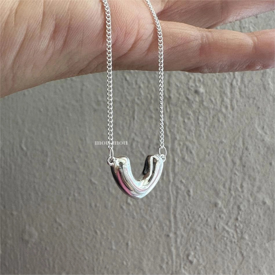 925 Sterling Silver Plating Geometric Pendant Necklace