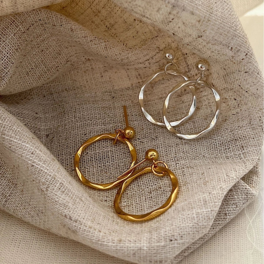 1 Pair 925 Sterling Silver Round Drop Earrings