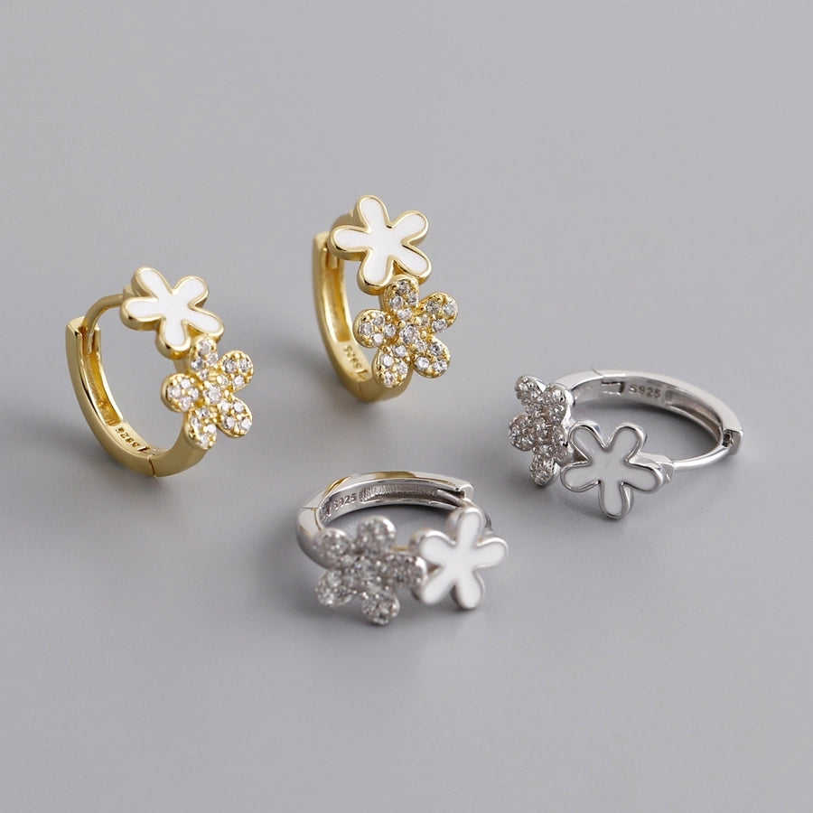 1 Pair 925 Sterling Silver Flower Earrings