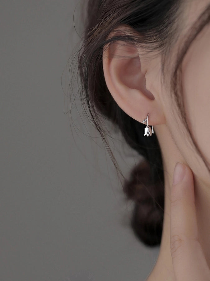 1 Pair 925 Sterling Silver Flower Earrings