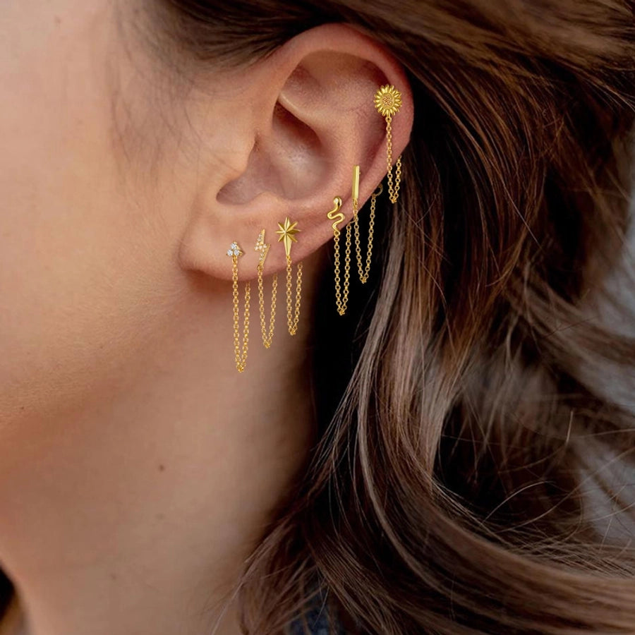 925 Sterling Silver Gem Geometric Earrings